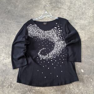 Vintage Katina Marie Shirt Womens XL Black Geometric Made in USA  Vacation